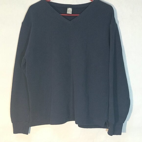 Russell Athletics Athletic Blue V Neck Long Sleeve Sweater Women XL - Picture 3 of 5